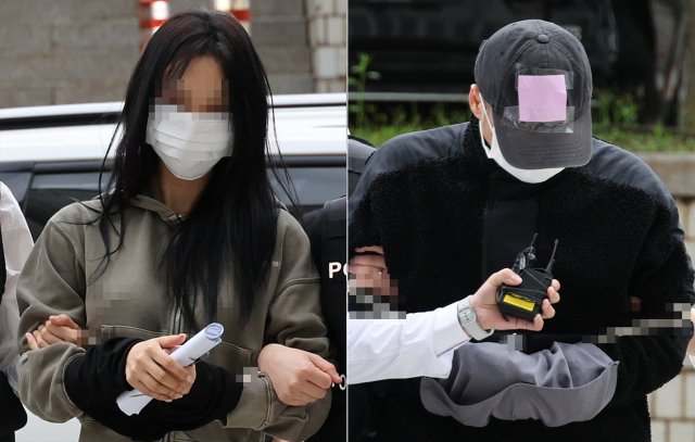축구 국가대표팀 주장 손흥민의 아이를 임신했다고 주장하며 손 씨에게 돈을 뜯어내려 한 20대 여성 양 모 씨(왼쪽)와 40대 남성 용 모 씨. 연합뉴스