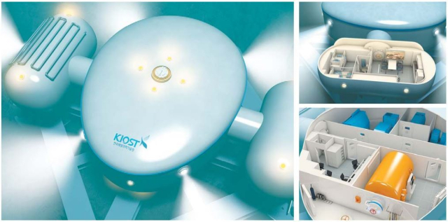 울산 울주군 신리항 앞바다에 설치될 '한국형 해저기지'의 외부와 거주 모듈, 메인 모듈 내부 모습(왼쪽부터 시계 방향). KIOST 제공