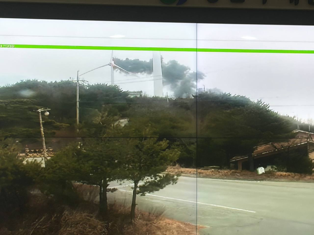 양산시 어곡동 풍력발전기에서 발생한 화재. 양산시 제공