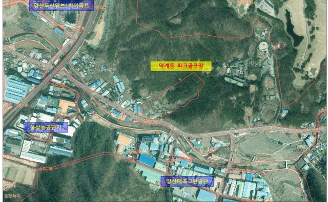 덕계동 파크골프장 예정지 위치도. 양산시 제공