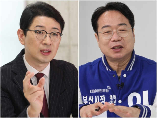 왼쪽부터 국민의힘 주진우 의원과 더불어민주당 이재성 전 부산시당위원장. 이재찬 기자 chan@