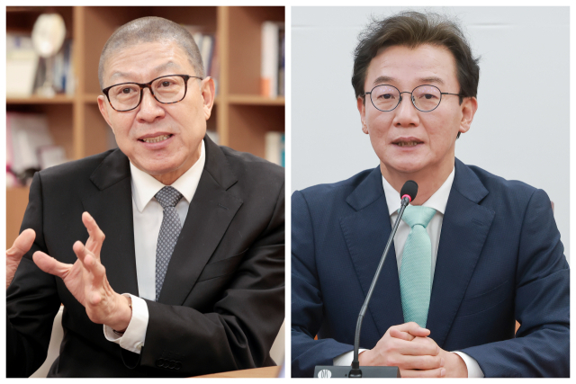 박형준 부산시장(왼쪽) 더불어민주당 전재수 의원. 부산일보DB