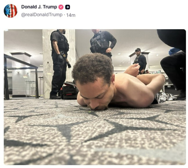 트럼프 대통령 트루스소셜에 올라온 용의자 사진.