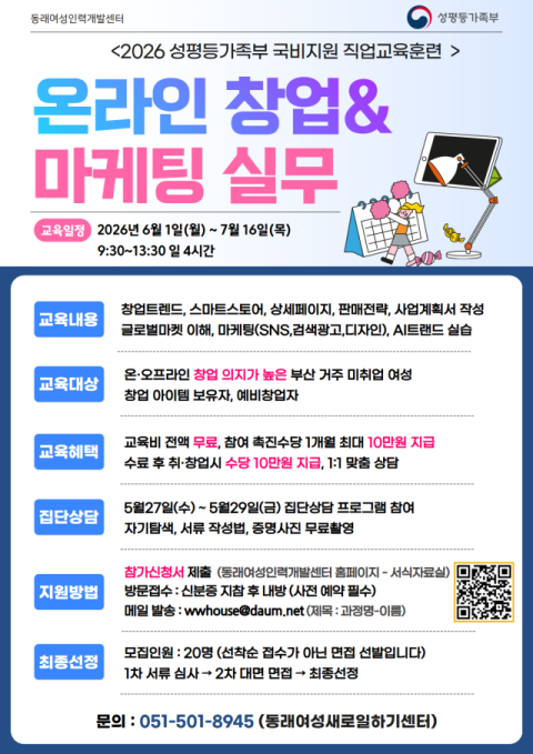 ‘온라인창업&AI마케팅 실무’ 과정. (동래여성새로일하기센터 제공)