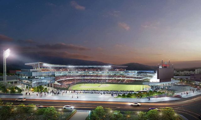 부산시가 2024년 11월 사직야구장 재건축 계획을 발표하면서 제시한 새로운 사직야구장 투시도. 부산시 제공
