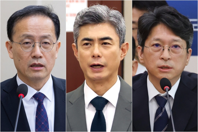 왼쪽부터 이형일 부총리 겸 재정경제부 장관 후보자, 강신철 국방부장관 후보자, 홍지선 국토교통부 장관 후보자. 연합뉴스