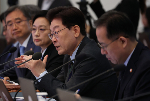 이재명 대통령이 20일 청와대에서 열린 국무회의에서 발언하고 있다. 연합뉴스